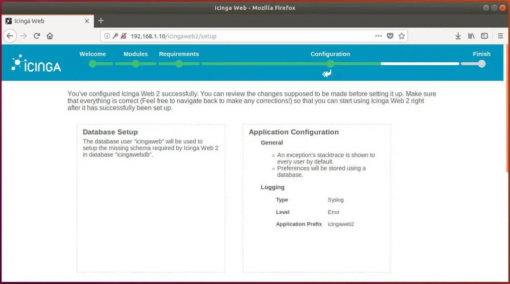 Setup Icinga Web 2 on Ubuntu 18.04 - Review Icinga Web 2 Settings