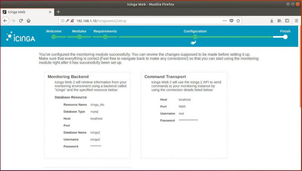Setup Icinga Web 2 on Ubuntu 18.04 - Review Monitoring Module Settings