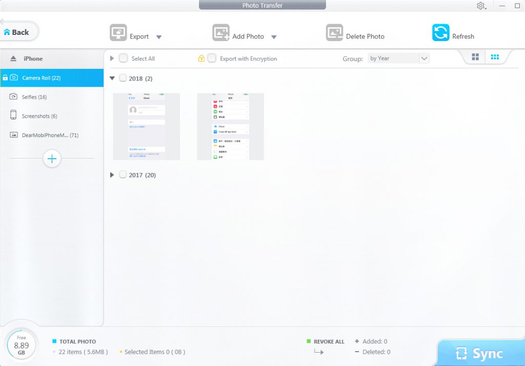 DearMob - Backup photos from iPhone