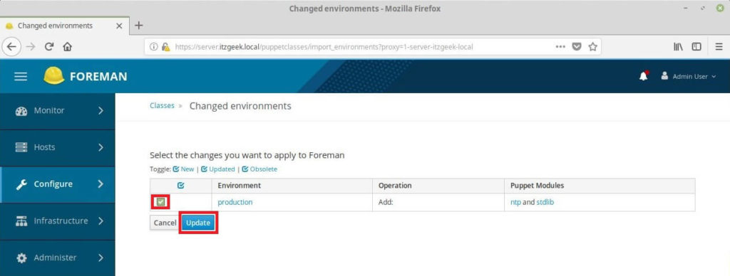 Install Foreman on CentOS 7 - Apply Changes