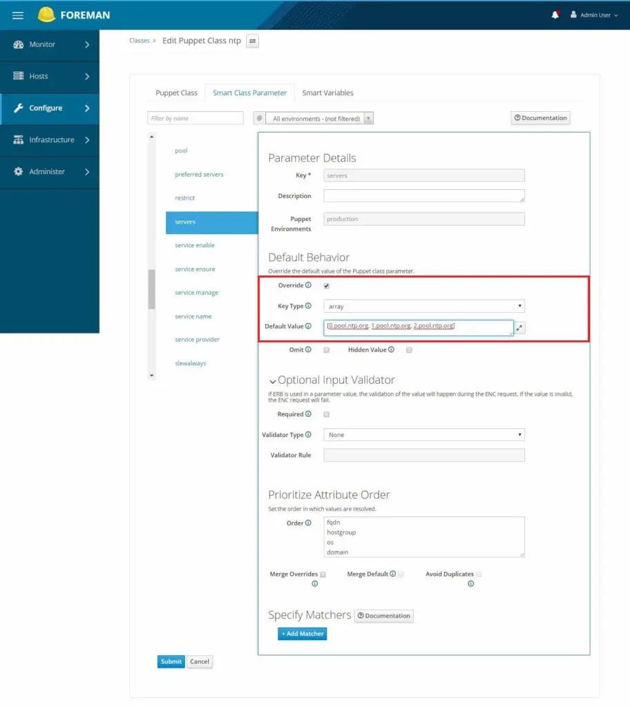 Install Foreman on CentOS 7 - Change NTP Module Parameters