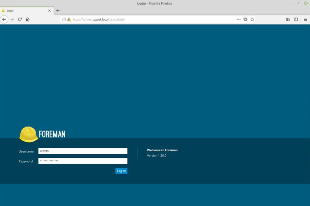 Install Foreman on CentOS 7 - Foreman Login Screen