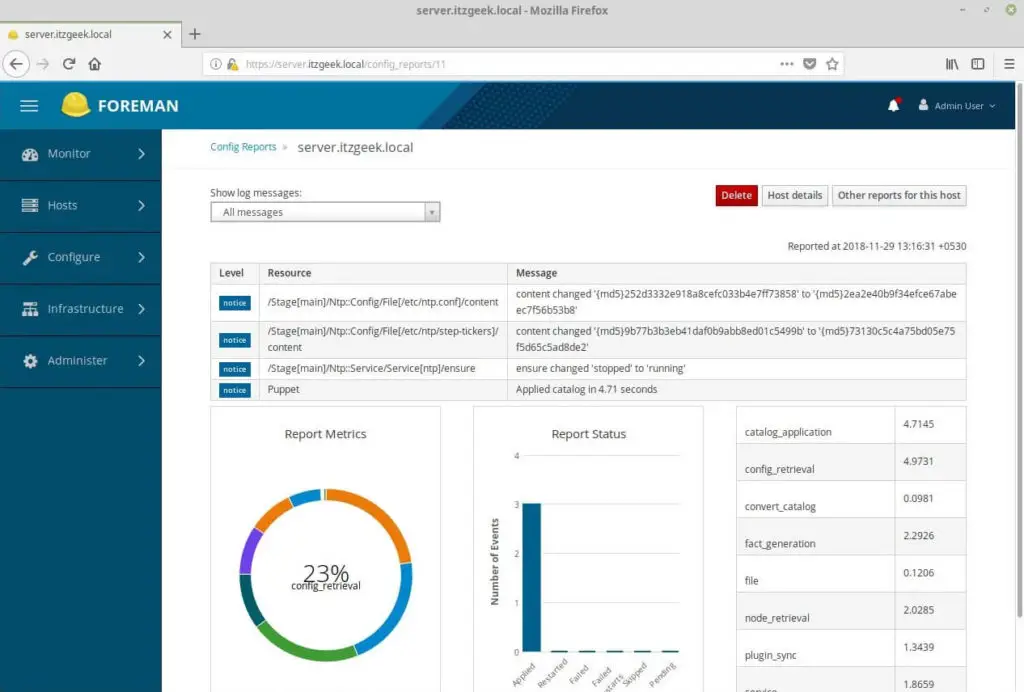 Install Foreman on CentOS 7 - Host Report