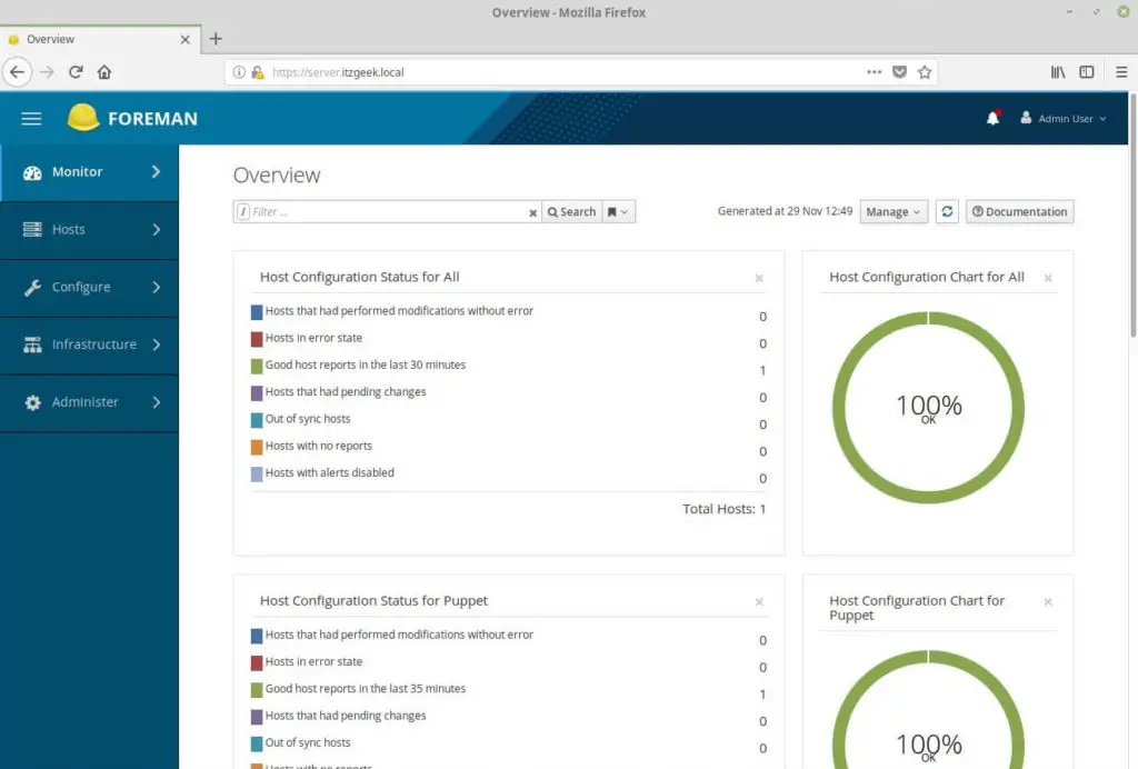 Install Foreman on CentOS 7 - Overview Page