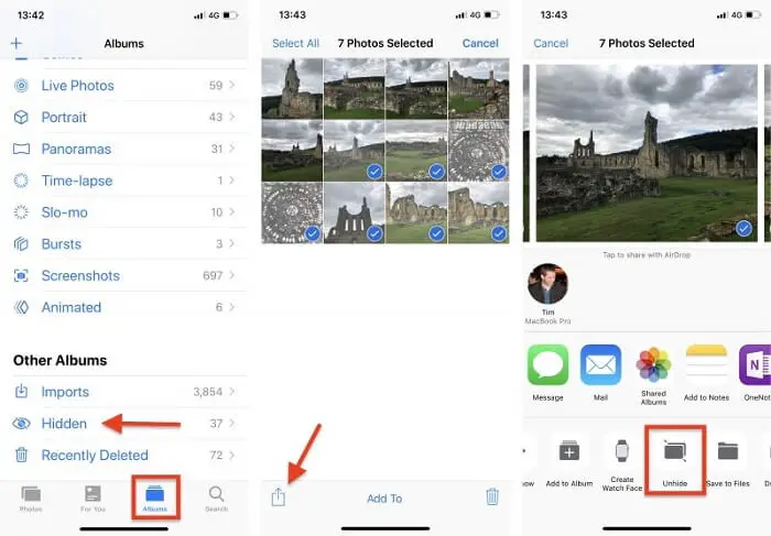 Unhide photos iOS 12