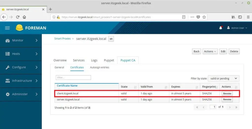 Add Puppet Nodes to Foreman - Puppet Certificates