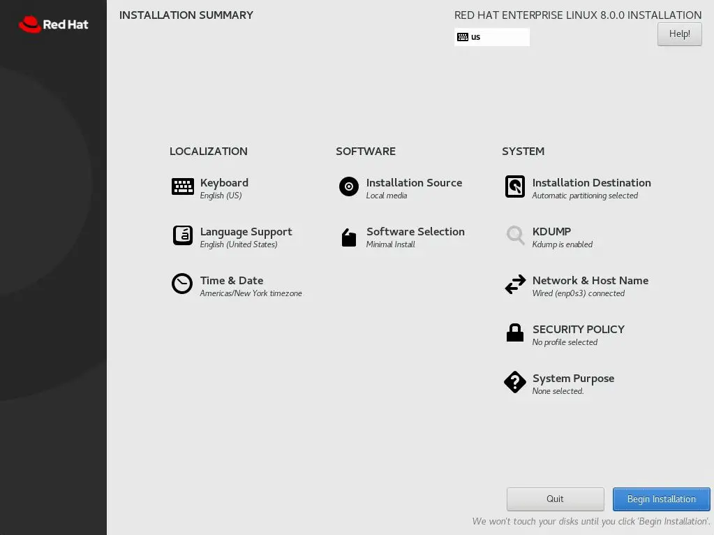 Begin Installation