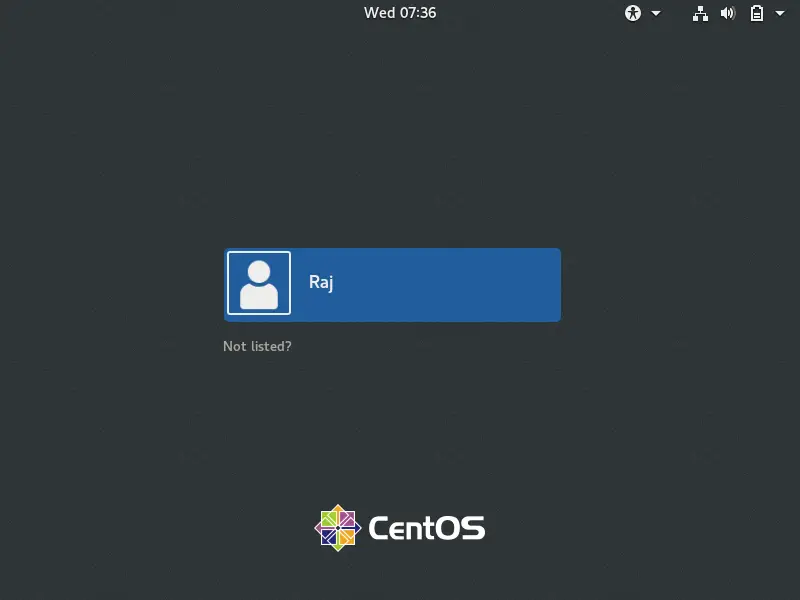 CentOS 8 GNOME Login Screen
