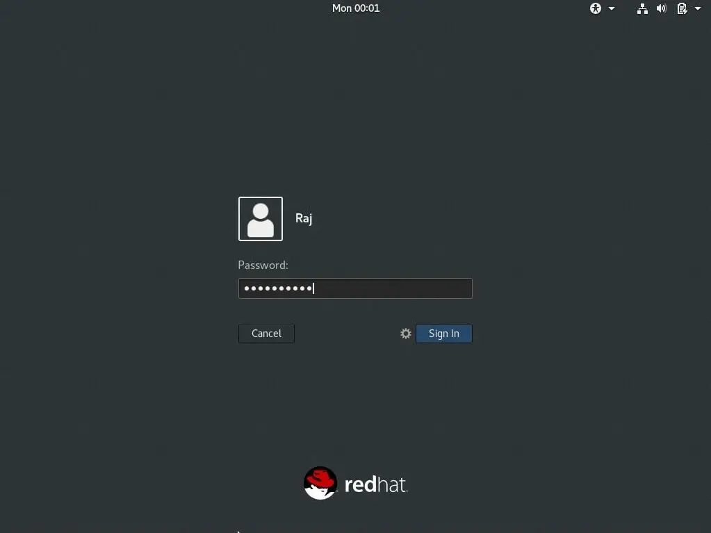 Install GNOME GUI on RHEL 8 - RHEL 8 Login Screen