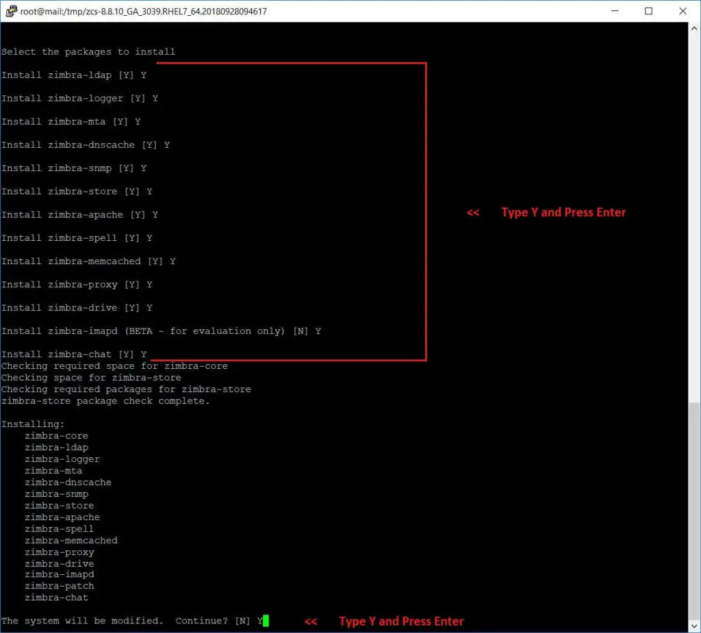 Install Open Source Zimbra Mail Server on CentOS 7 - Confirm Zimbra Installation