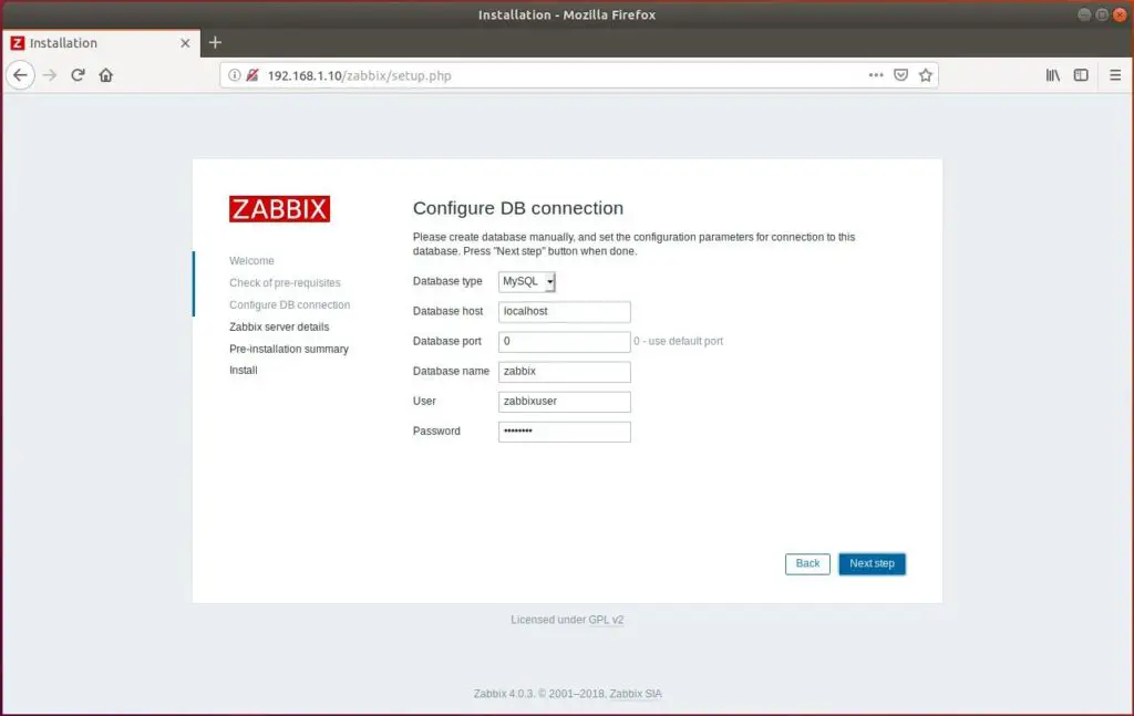 Install Zabbix Server 4.0 on Ubuntu 18.04 - Database Configuration