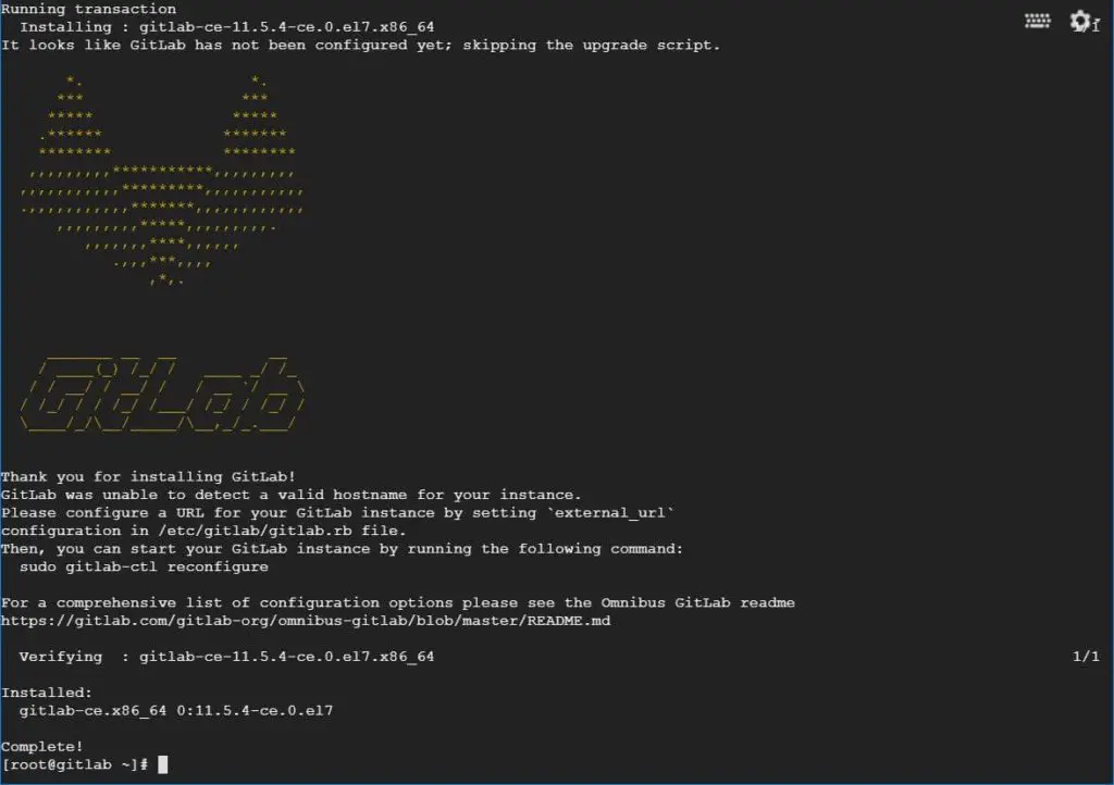 Install and Configure GitLab on CentOS 7 - Installation Complete