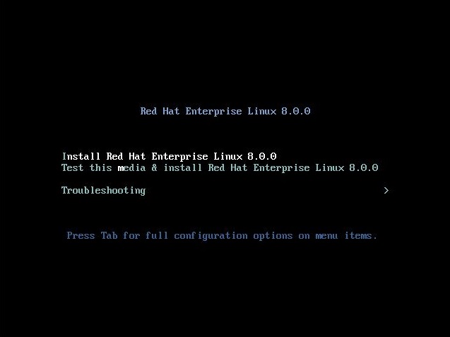 Installation of RHEL 8