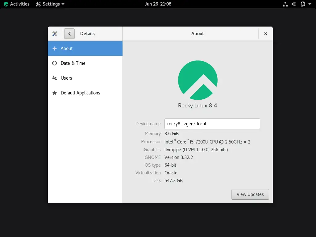 Rocky Linux 8 System Information