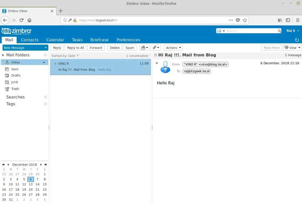 Zimbra Web Mail Client - Email From Other Domain