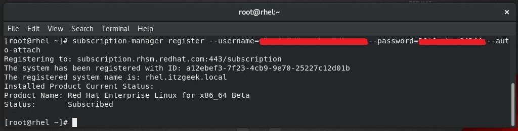 Enable Red Hat Subscription on RHEL 8 - Regsiter and Attach Subscription in Single Command