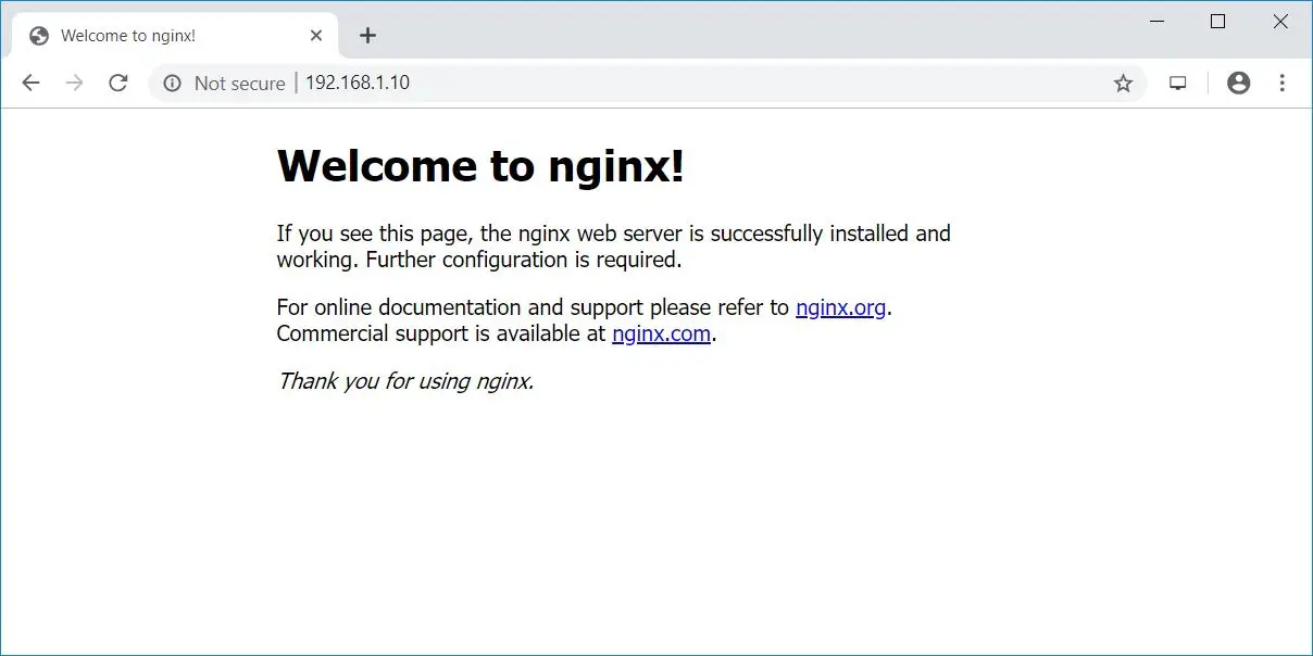 Install LEMP Stack on RHEL 8 - Nginx Test Page