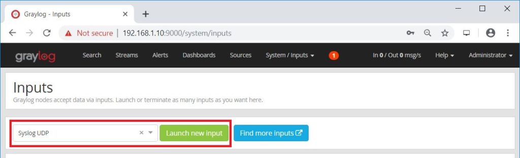 Install Graylog 3.0 on Ubuntu 18.04 - Inputs