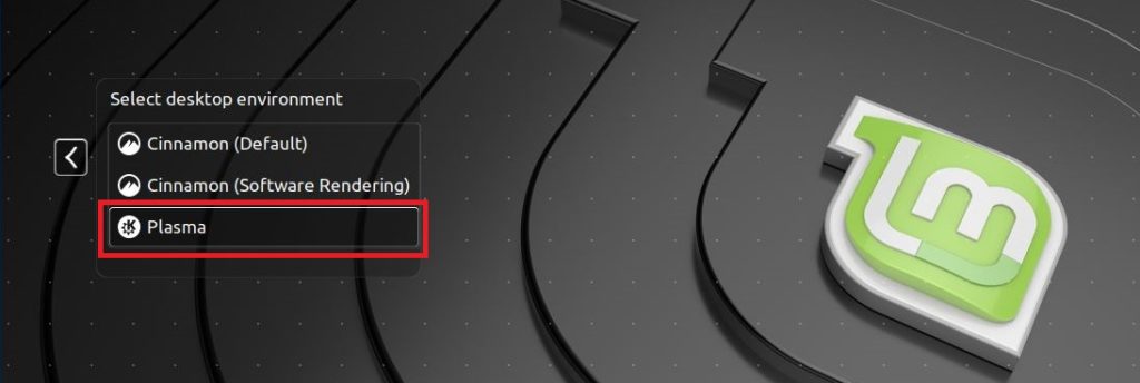 Install KDE Plasma 5.12 on Linux Mint 19 - Select Plasma