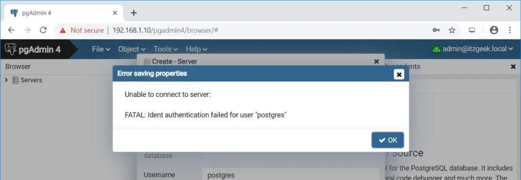 Install pgAdmin 4 on CentOS 7 - PostgreSQL Error