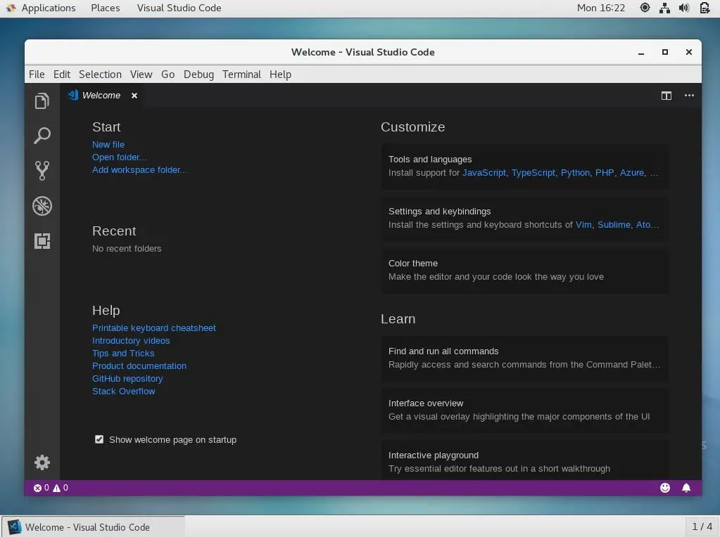 Install Visual Studio Code On CentOS 7 - Microsoft Visual Studio Code Running on CentOS 7
