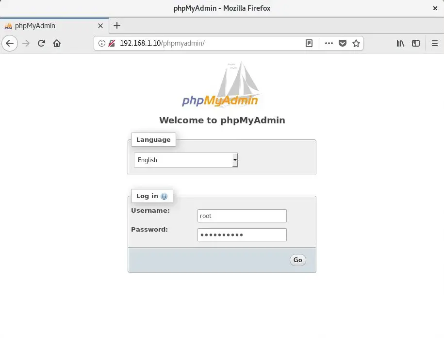 Install phpMyAdmin on RHEL 8 - phpMyAdmin Login Page