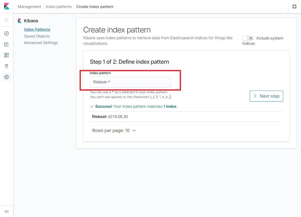 Install ELK Stack On RHEL 8 - Create Index Pattern