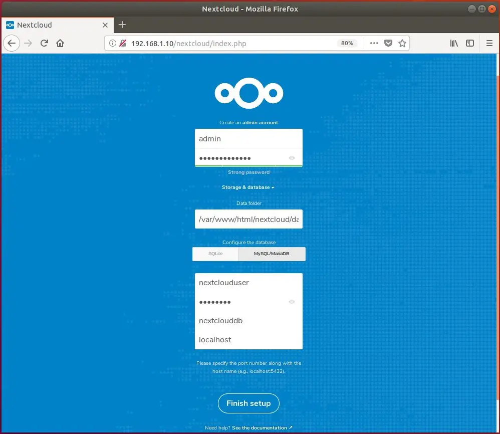Install Nextcloud on Ubuntu 18.04 - Setup Nextcloud