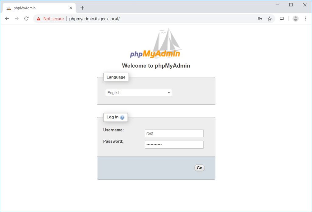 Install phpMyAdmin with Nginx on CentOS 7 – phpMyAdmin Login Page