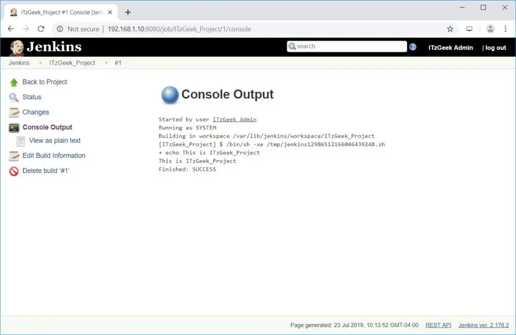 Console Output