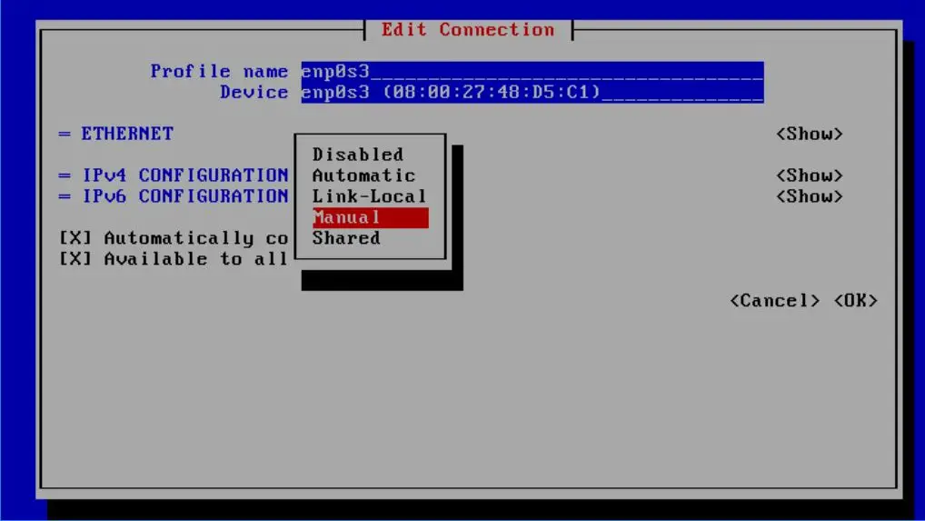 Set Manual IPv4 Configuration