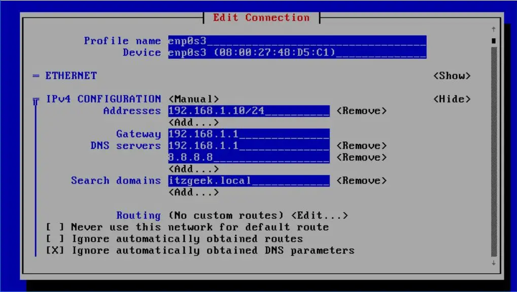 Set Static IP Address