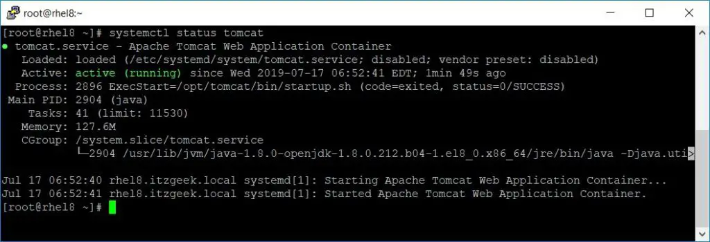 Tomcat Service Status