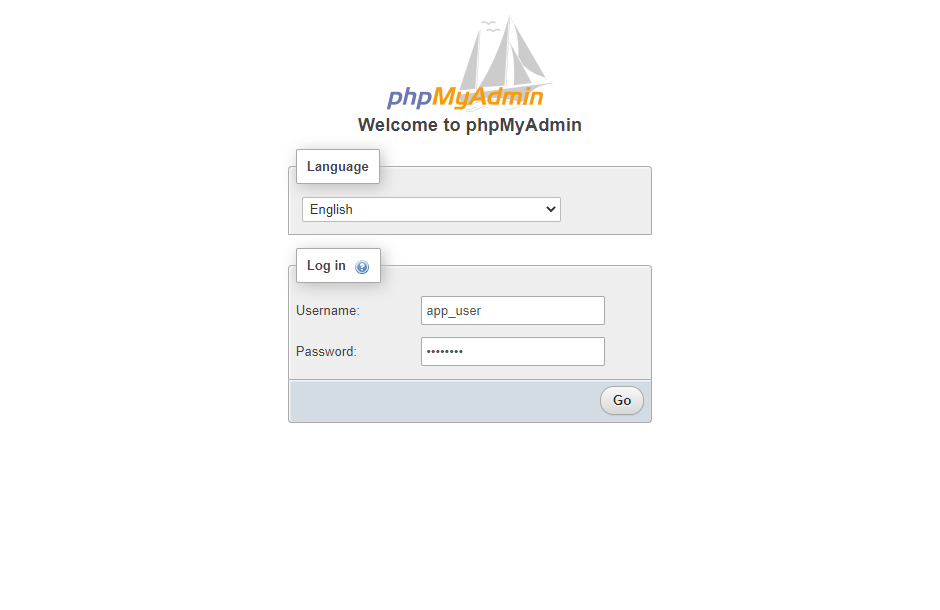 phpMyAdmin Login Page