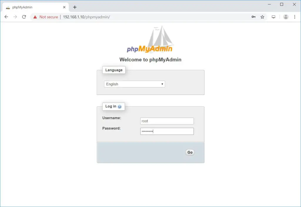 Install phpMyAdmin with Apache on CentOS 7 - phpMyAdmin Login Screen