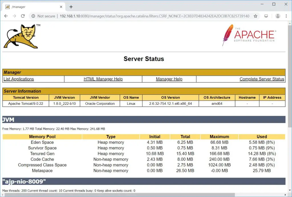 Tomcat Server Status