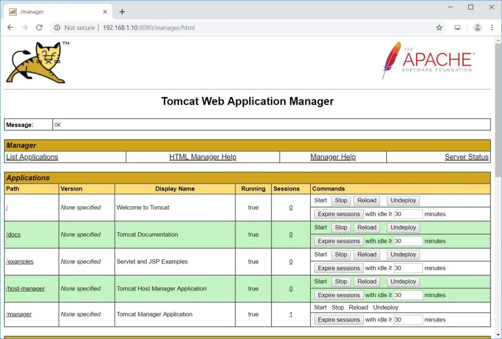 Tomcat Web Application Manager