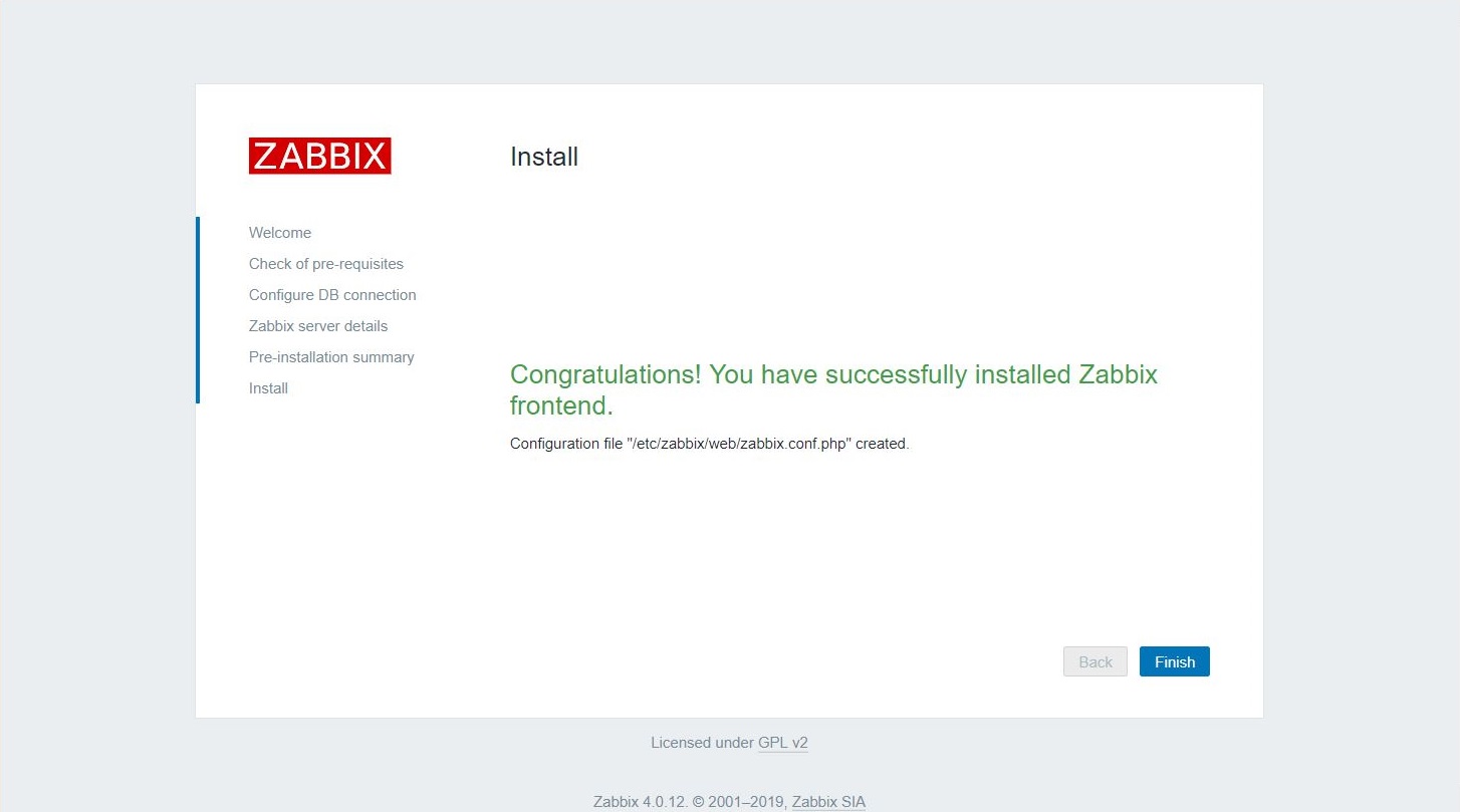 Zabbix Installation Completed