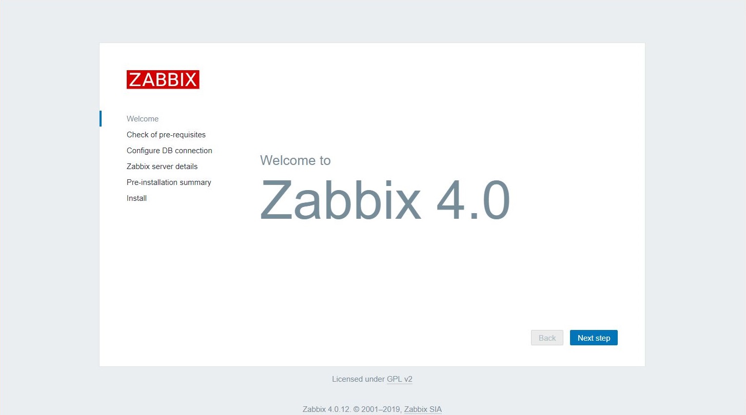 Install Zabbix on CentOS 6 - Zabbix Welcome Screen