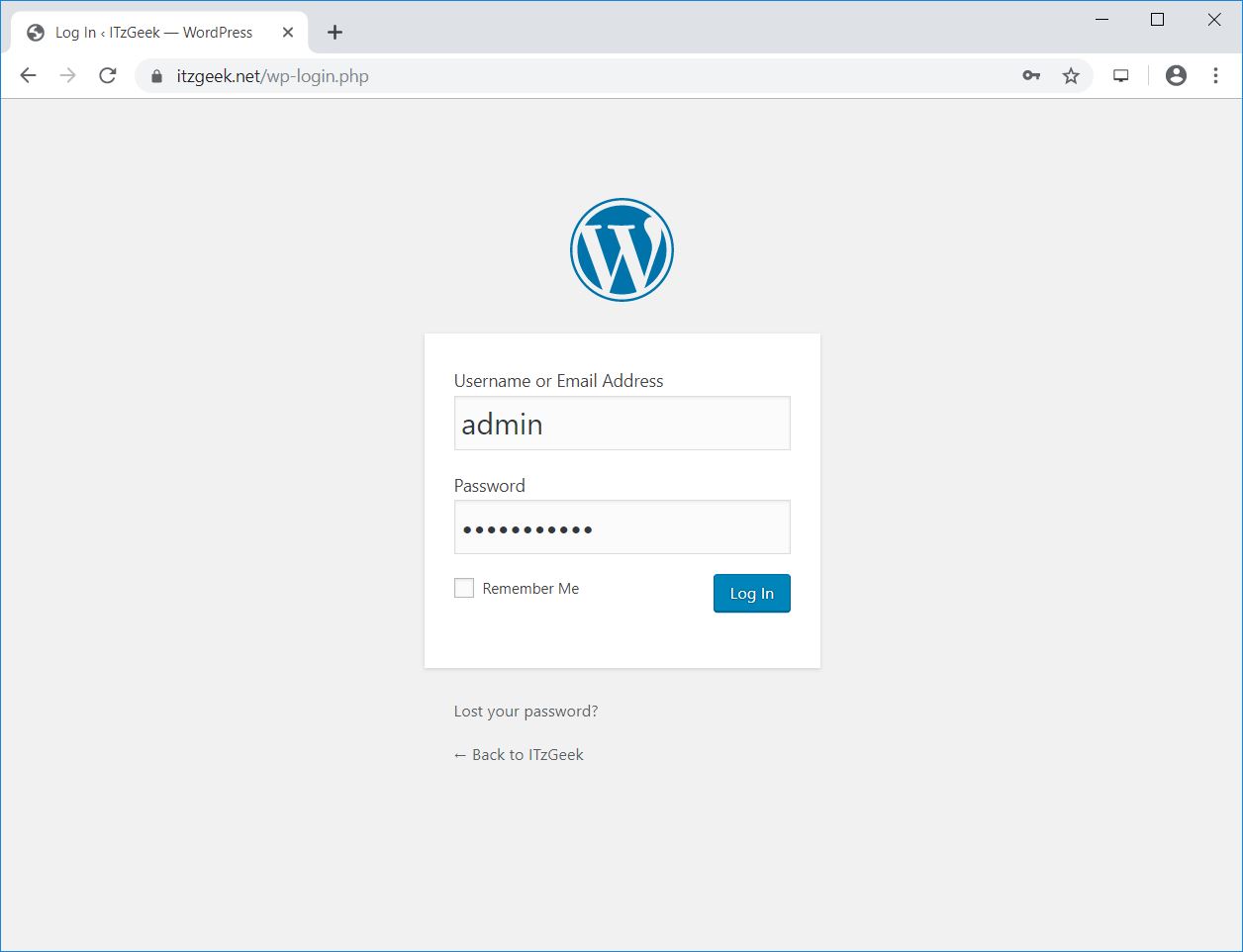 WordPress Admin Login