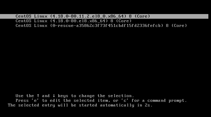 CentOS 8 Booting Through Updated Kernel