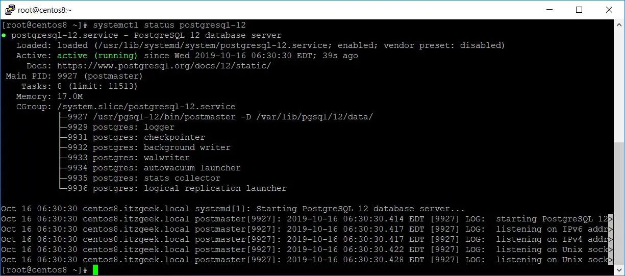 PostgreSQL Status