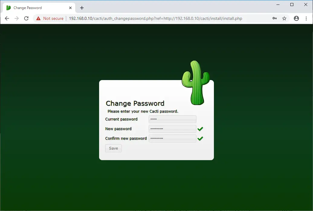 Change Cacti Admin Password