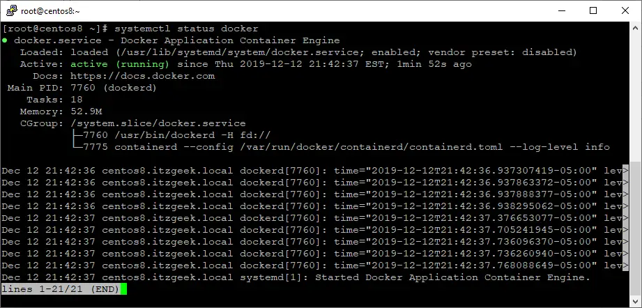 Docker Service Status