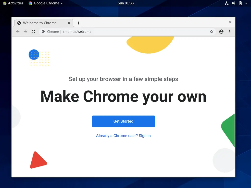 Google Chrome Running On CentOS 8