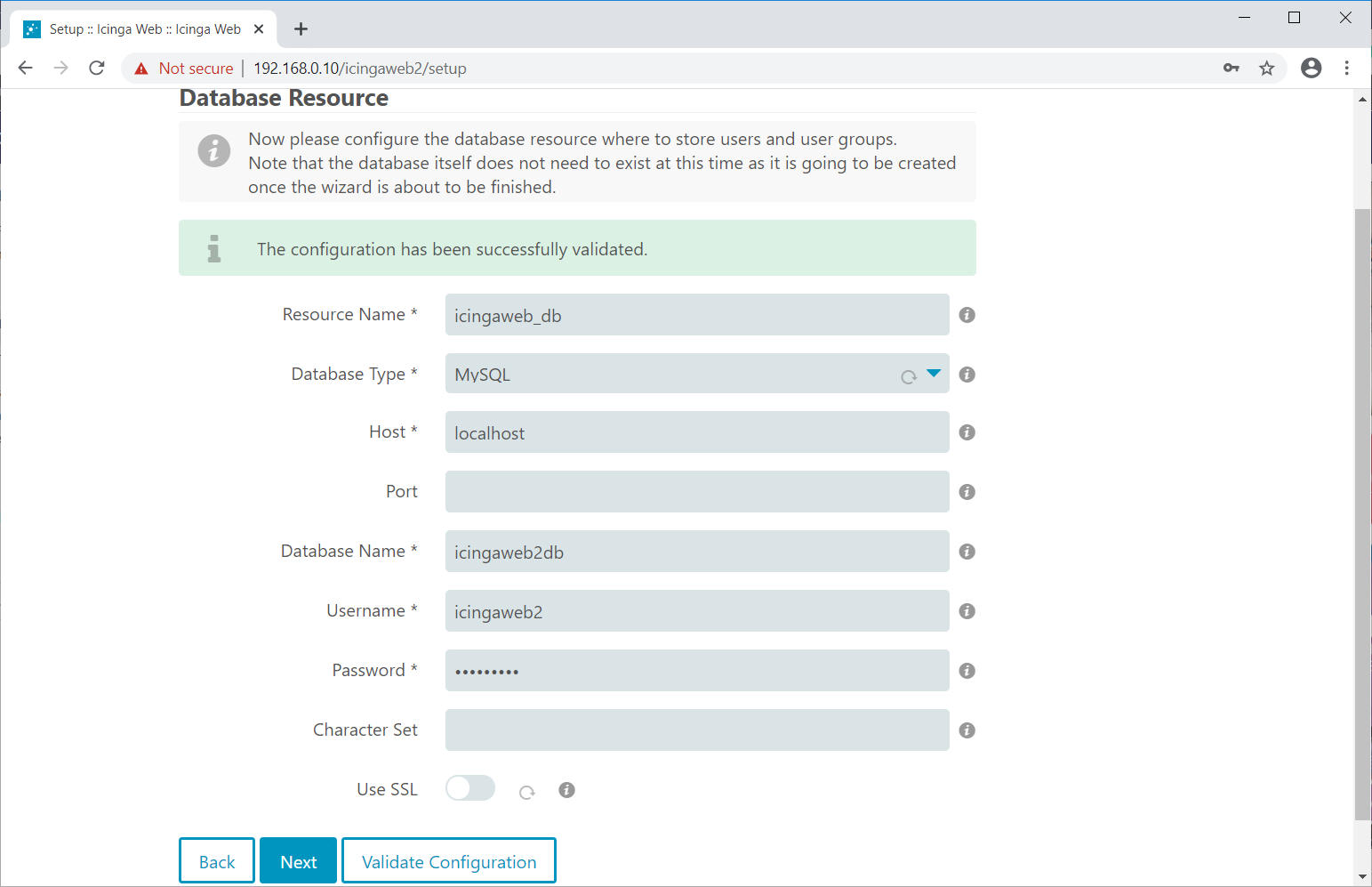 Icinga Web 2 Database