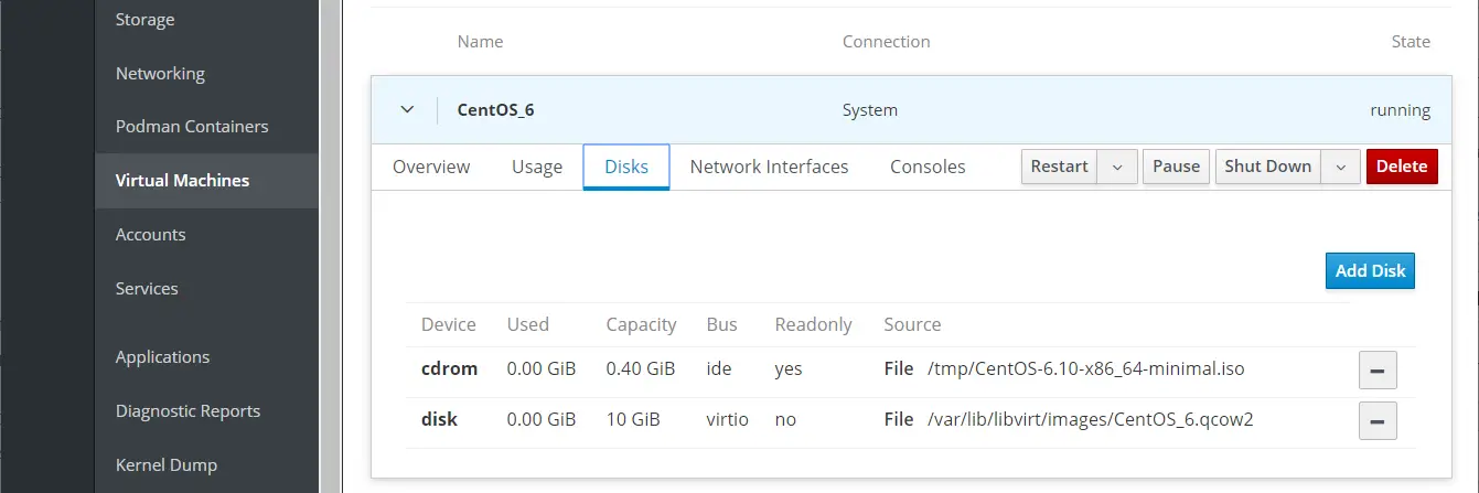 Manage VM Disks With Cockpit