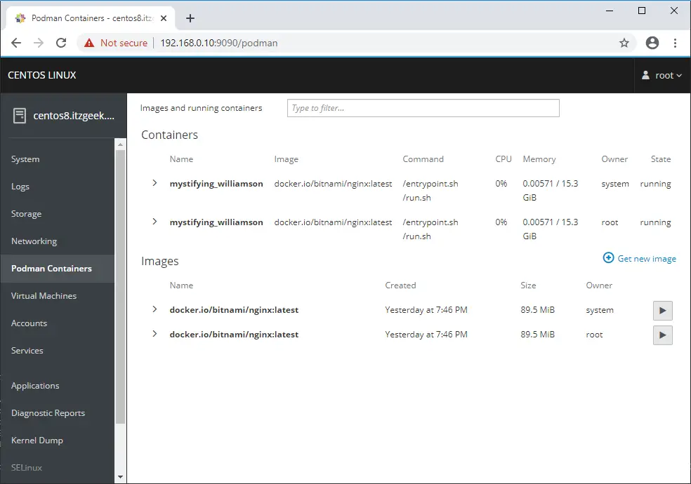 Manage Podman Containers with Cockpit