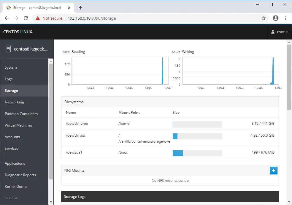 Manage Storage with Cockpit