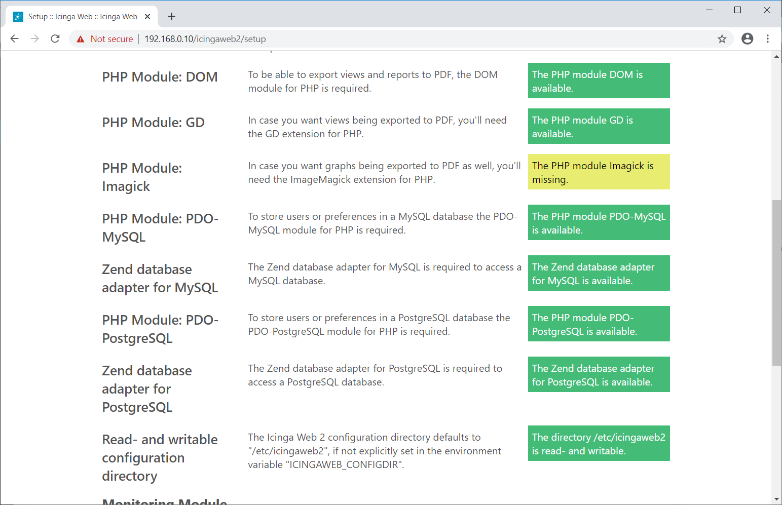 PHP Extension Status